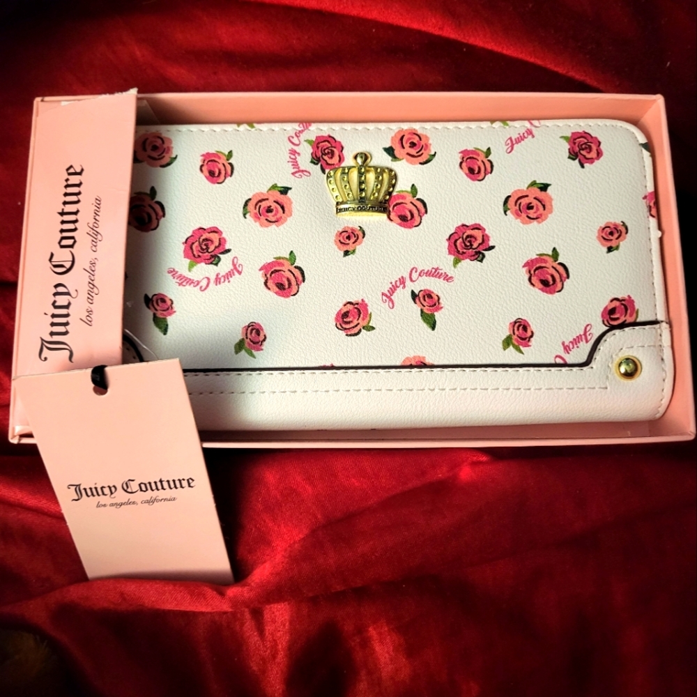 NIB Juicy Couture Ditsy Rose Zip Around Long Wallet